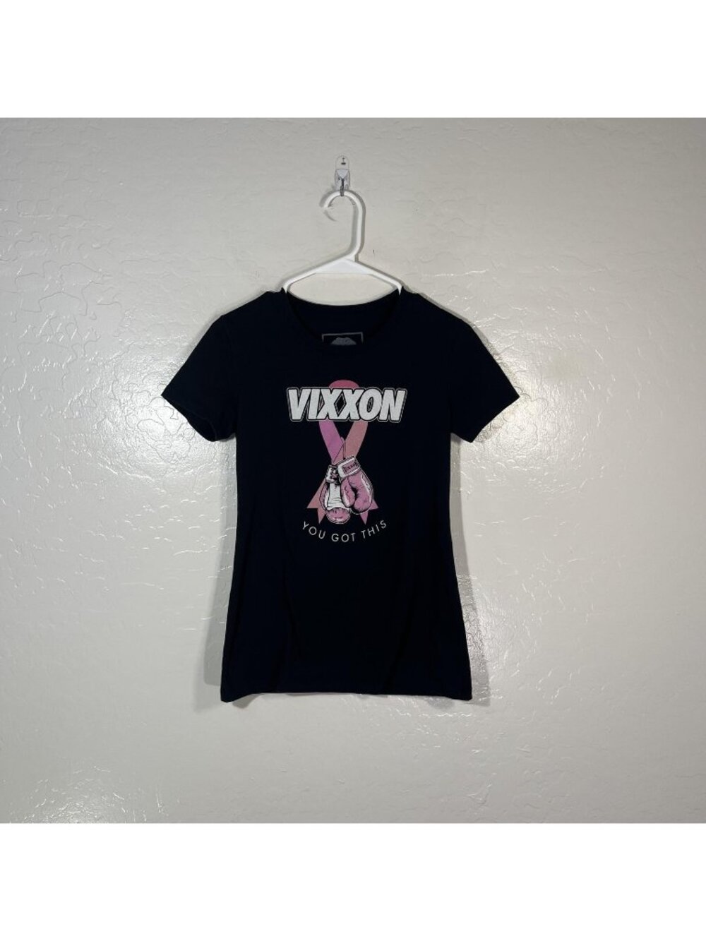 Vixxon Shirt Womens Small Black Cancer Ribbon Boxing Graphic Tee Top